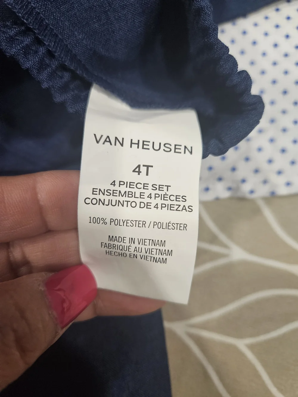 Van Heusen Navy Boys' Vest, Pants & Polka Dot Shirt Set with Bow Tie